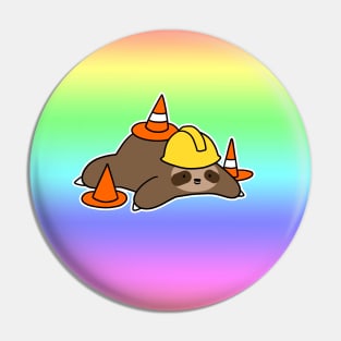 Road Worker Sloth Ombre Pastel Rainbow Pin