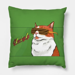 Dazzling cat, green Pillow