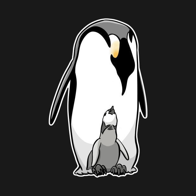 Arctic Birds Emperor Penguin Father and Baby by cottoncanvas