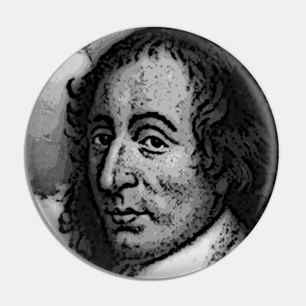 Blaise Pascal Black And White Portrait | Blaise Pascal Artwork Pin by JustLit