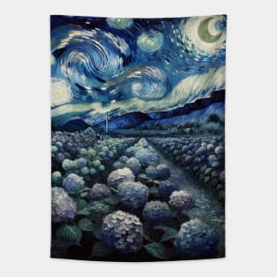 Enchanted Flower Garden Night: Hydrangea Starry Floral Tapestry