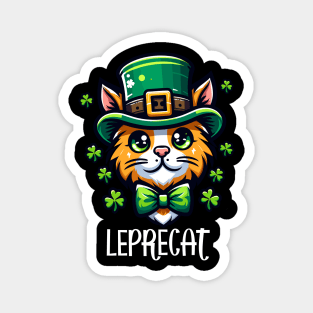 Leprecat For St Paddy's Day - Feline Funny St Patricks Day Magnet