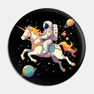 astronaut ride unicorn Pin