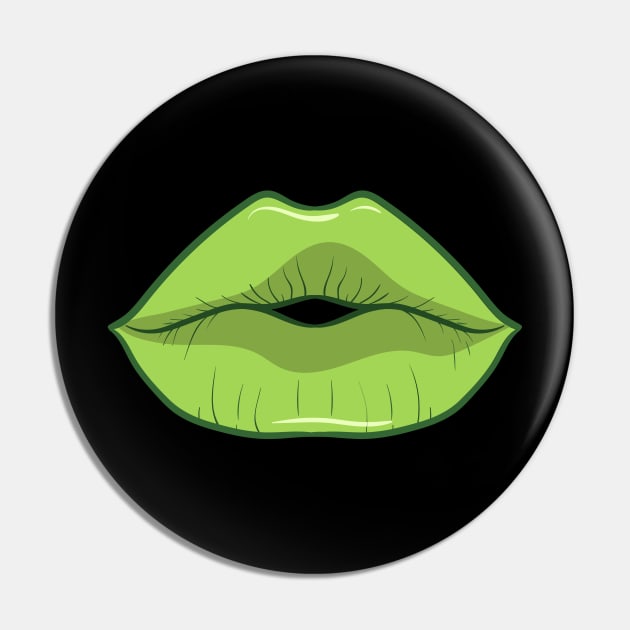 Kiss Lips Funny St Patrick's Day Pin by Xeire