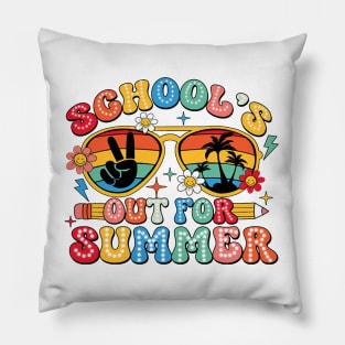 Retro Schools Out For Summer Last Day Of School Teacher Kids Pillow