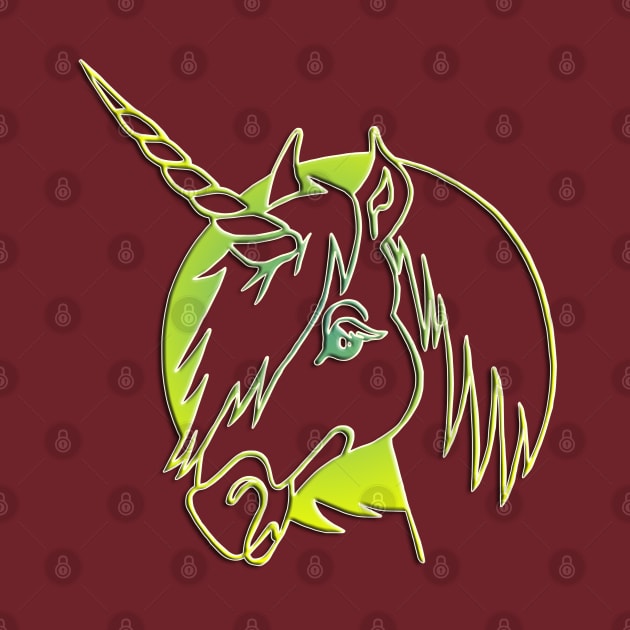 Neon Unicorn Head Outline Logo by badlydrawnbabe