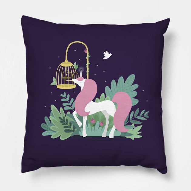 Unicorn fantasy Pillow by Lucia Types
