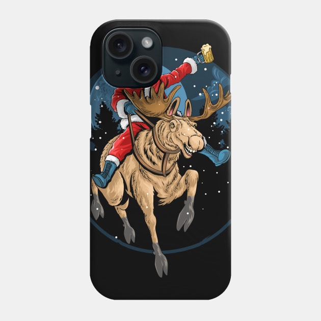 Deer Beer Santa Phone Case by Magniftee