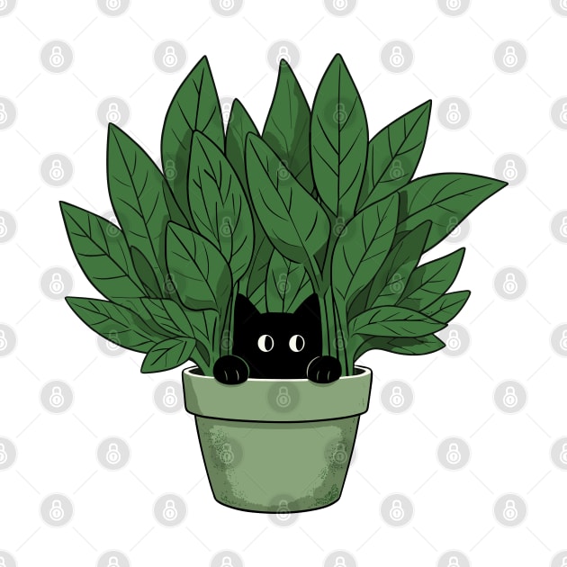 Black Cat in Plant Vase by katzura