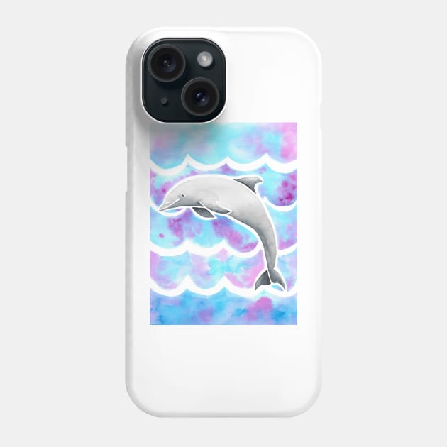 Watercolor Tie-dye Dolphin Phone Case by monitdesign
