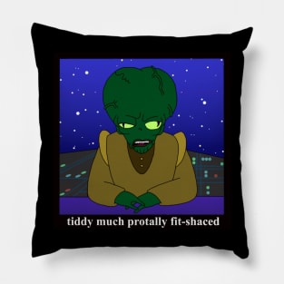 Drunken Alien News Anchor Pillow