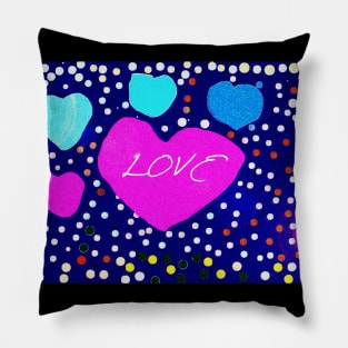 Valentine Love, Heart, and Celestial Stars Pillow