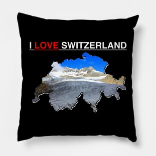 I Love Switzerland Map Rhone Glacier Pillow