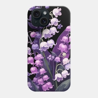 Pink Lily of The Valley on Black Phone Case