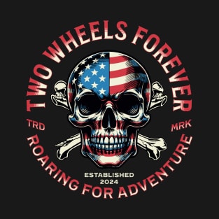 Patriotic Skull Biker Badge Design T-Shirt