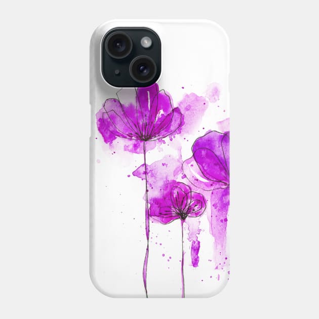 Abstract watercolor flowers Phone Case by Katarinastudioshop