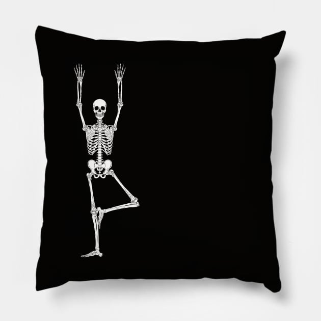 halloween funny yoga skeletons Pillow by gossiprag