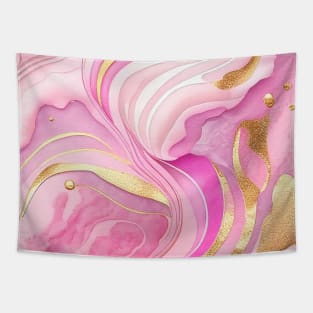 Pink and Gold Marble Tapestry