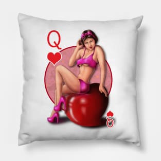 Queen of Hearts Pin Up Game Card Pillow