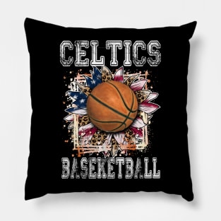 American Flag Personalized Celtics Proud Name Basketball Pillow