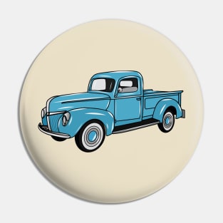 Classic pick up truck cartoon illustration Pin