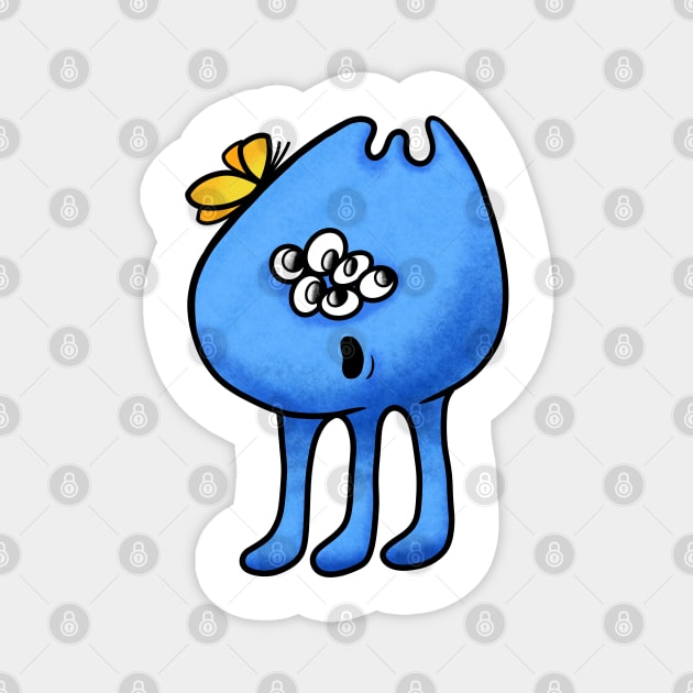 Cute cartoon blue alien with three legs Magnet by Kuchinska design