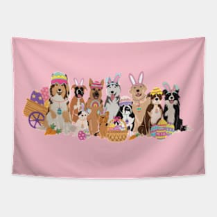 Easter Dogs with Cute Bunny Hat Easter Peeps Dog Tapestry