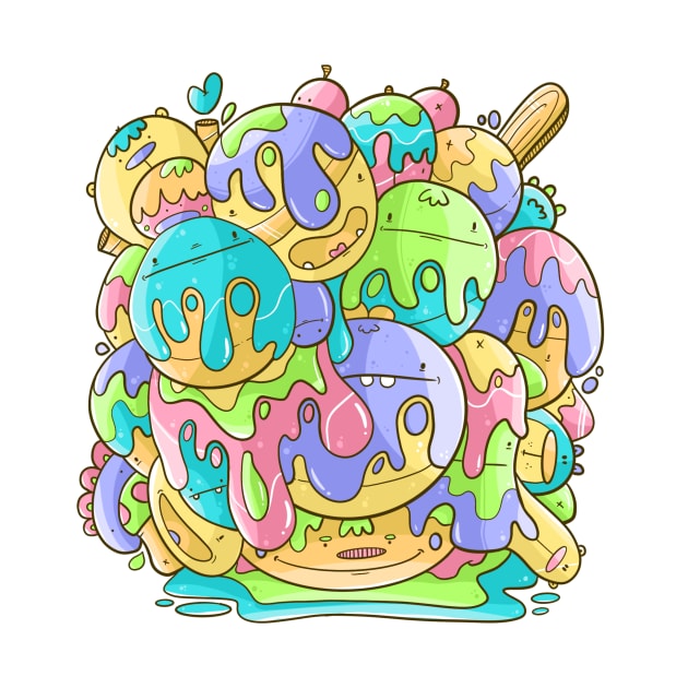 Cute Tutti Frutti Ice Cream Doodle by Jamsey Doodles