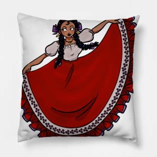 La Mexicana Bailando / The Mexican Woman Dances (RED) Pillow