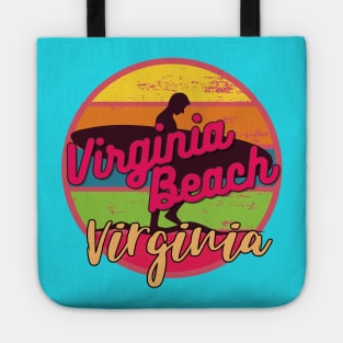 Virginia Beach Virginia Surfing Retro Sunset Tote
