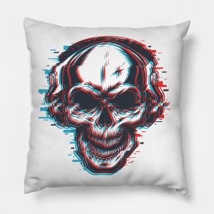 Skull music glitch Pillow