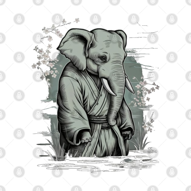 Melancholic Elephant Japanese Art Print by SimpliPrinter