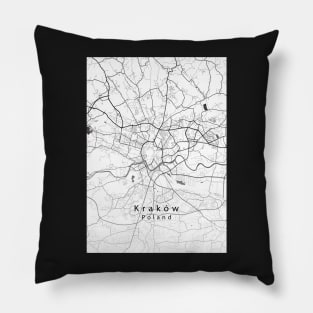 Krakow Poland City Map Pillow