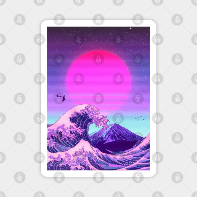 Kanagawa wave fuji 80s Magnet by mrcatguys