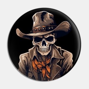 Halloween Cowboy Skeleton With Western Hat Wild West Pin