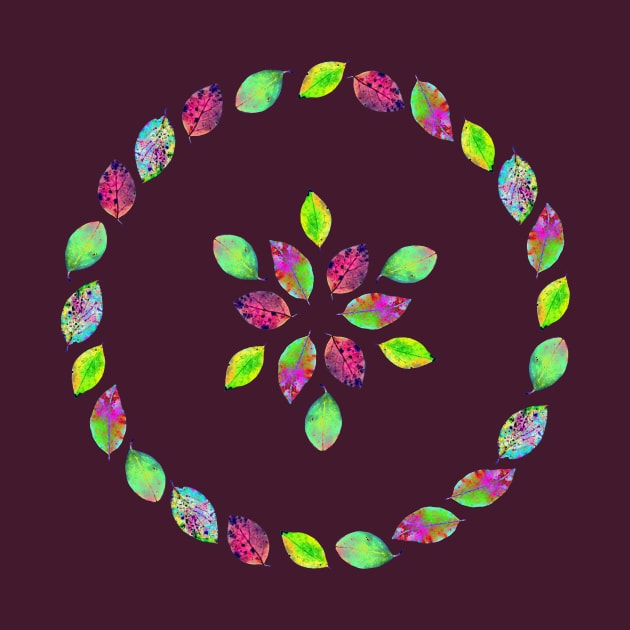 Neon leaf circle of life - color your life! by patpatpatterns