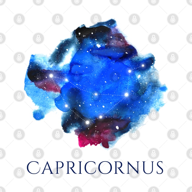 Capricornus Zodiac Sign - Watercolor Star Constellation by marufemia