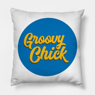 Groovy chick bright blue Pillow