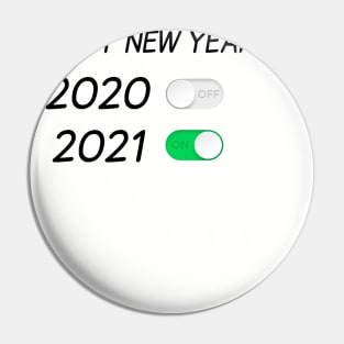 Happy New Year On Off Button 2020 2021 Pin