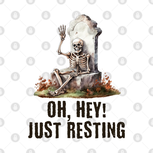 Funny skeleton taking a rest design by Luxinda