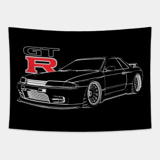 R32 GTR Skyline - Line Graphic Tapestry