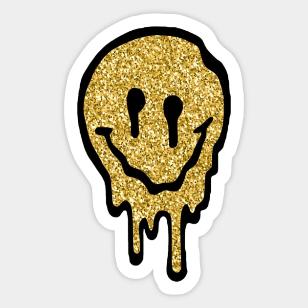 Metallic Gold Smiley Face Stickers 3/4