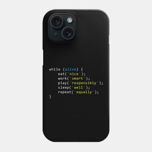 Work Life Balance Code - Dark Theme Phone Case