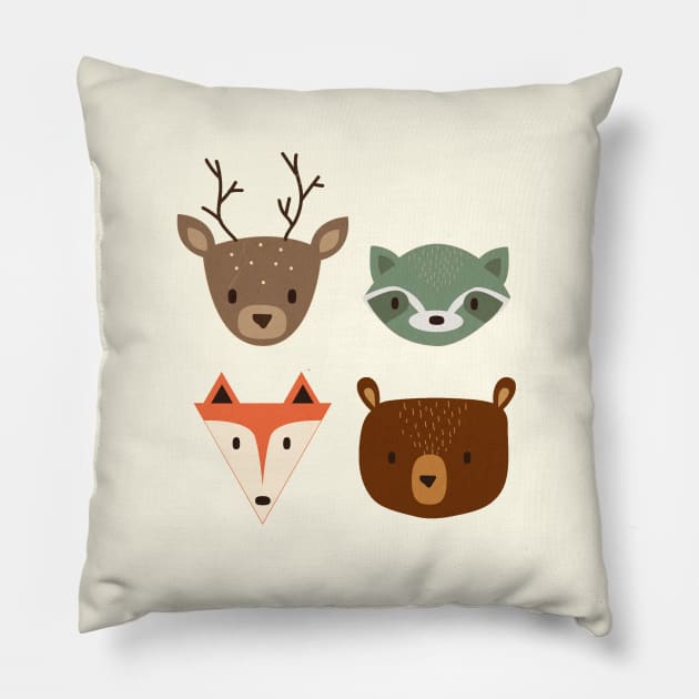 Woodland Creatures Pillow by MegDig Design