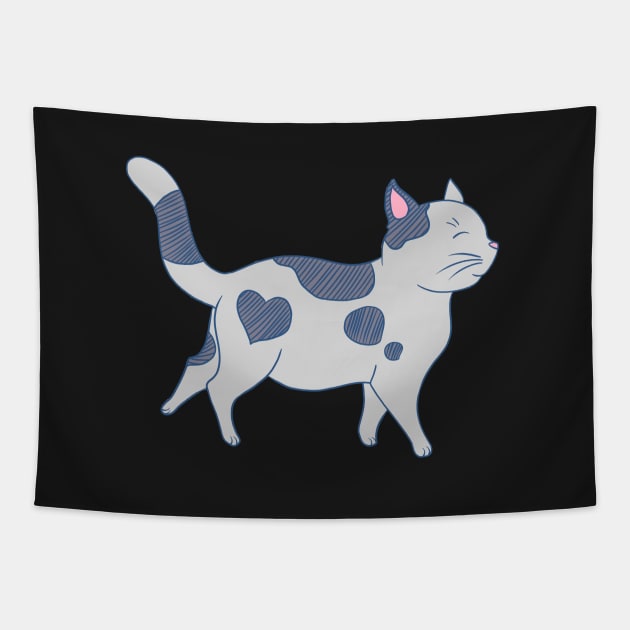 Cute Grey Cat Tapestry by dragonstarart