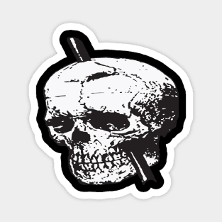 Black and White Skull of Phineas Gage With Tamping Iron Vector Magnet