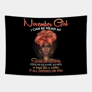 Queens Are Born In November Birthday T-Shirt for Black Women Tapestry