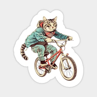 Cat Riding a Bike Magnet