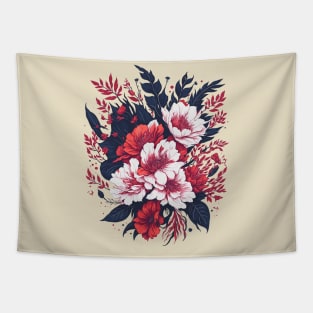 4th of July - Floral in Flag Colors Tapestry