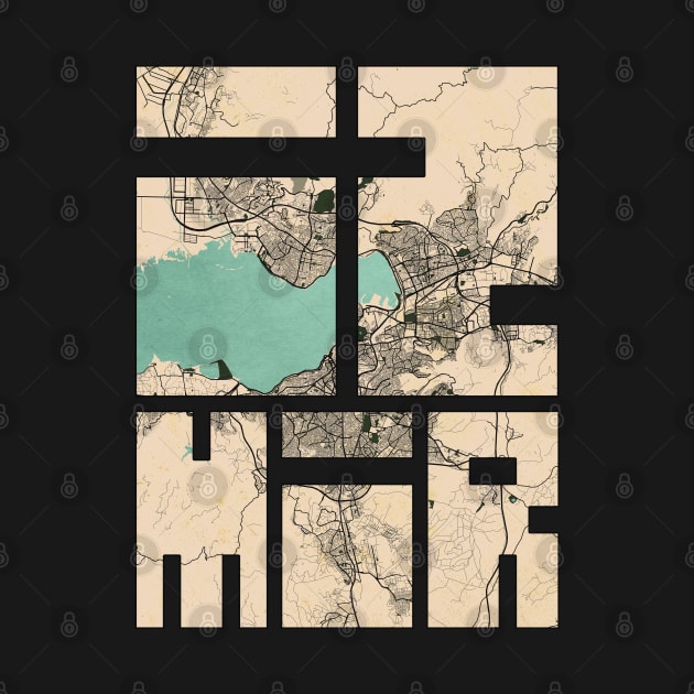 Izmir, Turkey City Map Typography - Vintage by deMAP Studio